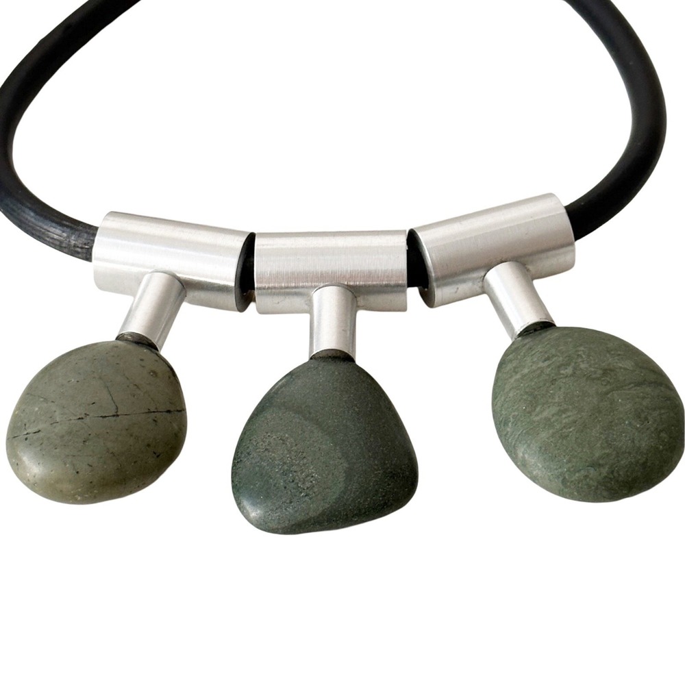 Whitney Museum Boho Statement Necklace Large Trendy Carnaval Handmade Sea Stones - Picture 5 of 16